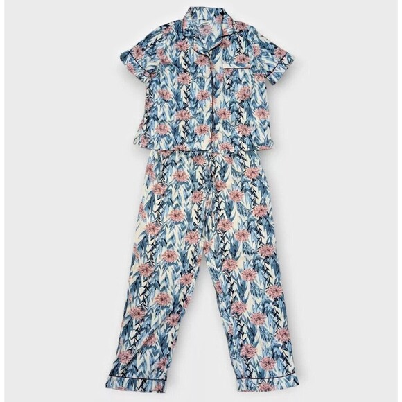 Cynthia Rowley Floral Tropical Leaf Print Pajama Set Size Medium EUC! - Picture 1 of 13